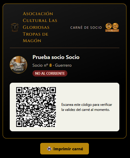 El carné digital, con QR verificable